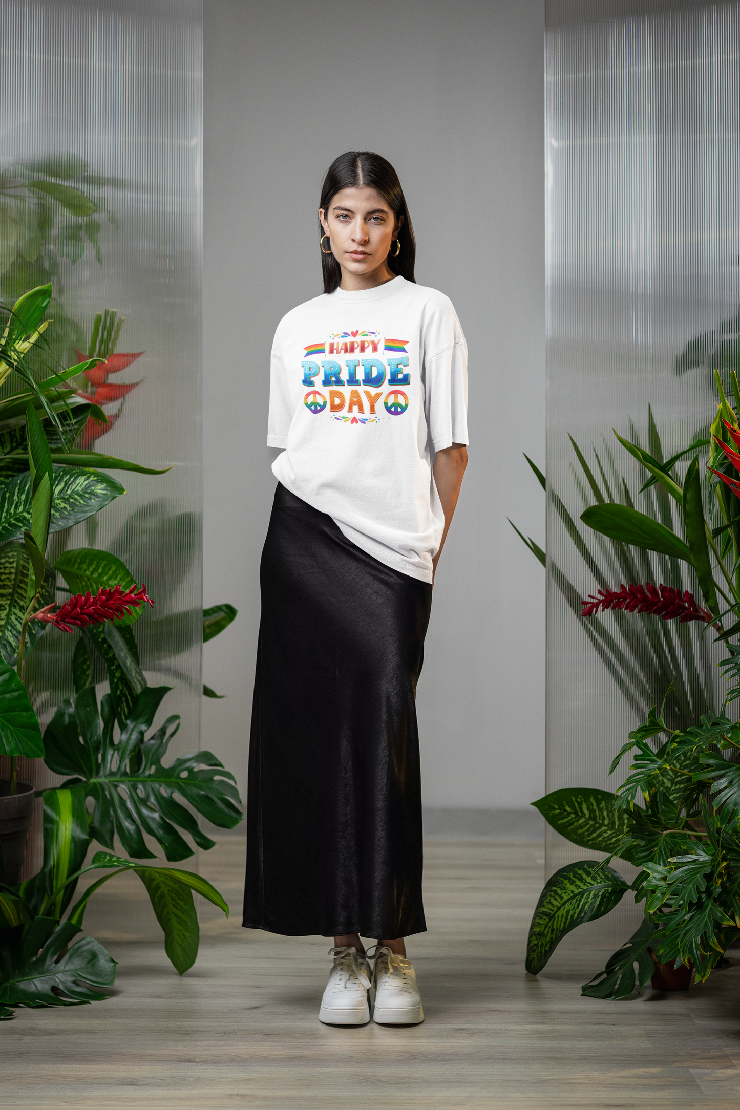 Happy Pride Day – Oversized Unisex T-Shirt | Bold Rainbow Peace Graphic