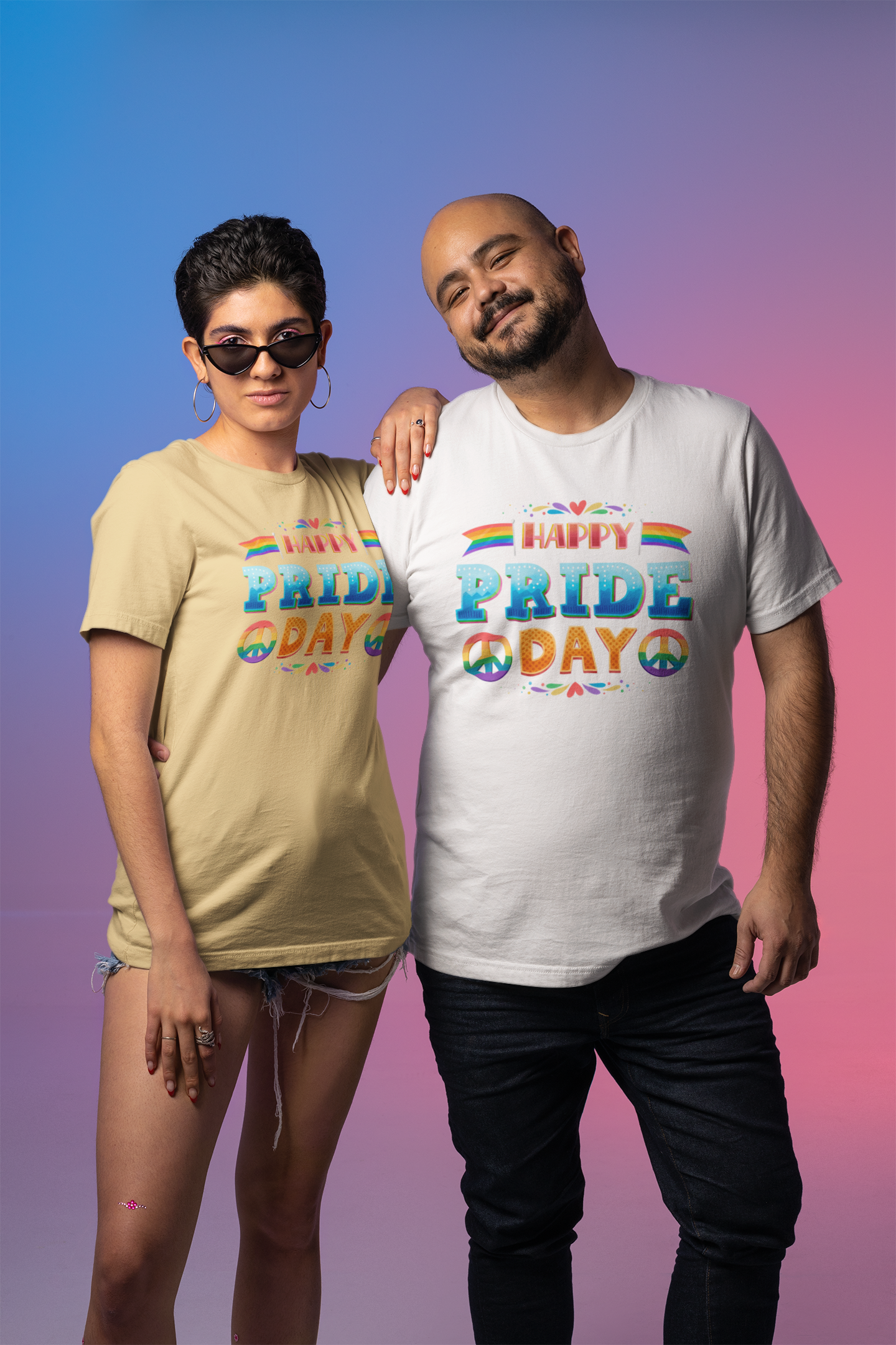 Happy Pride Day – Oversized Unisex T-Shirt | Bold Rainbow Peace Graphic