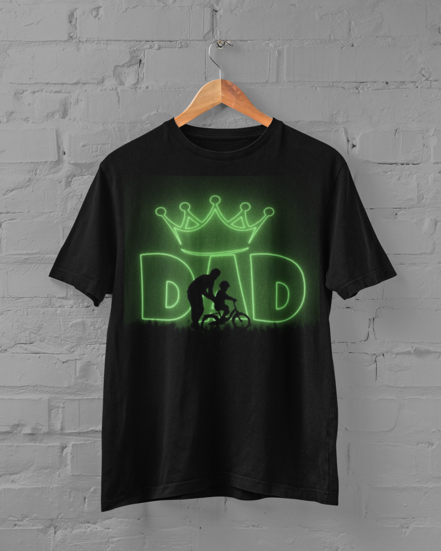 "DAD" Crown T-Shirt – Father & Child Biking Silhouette