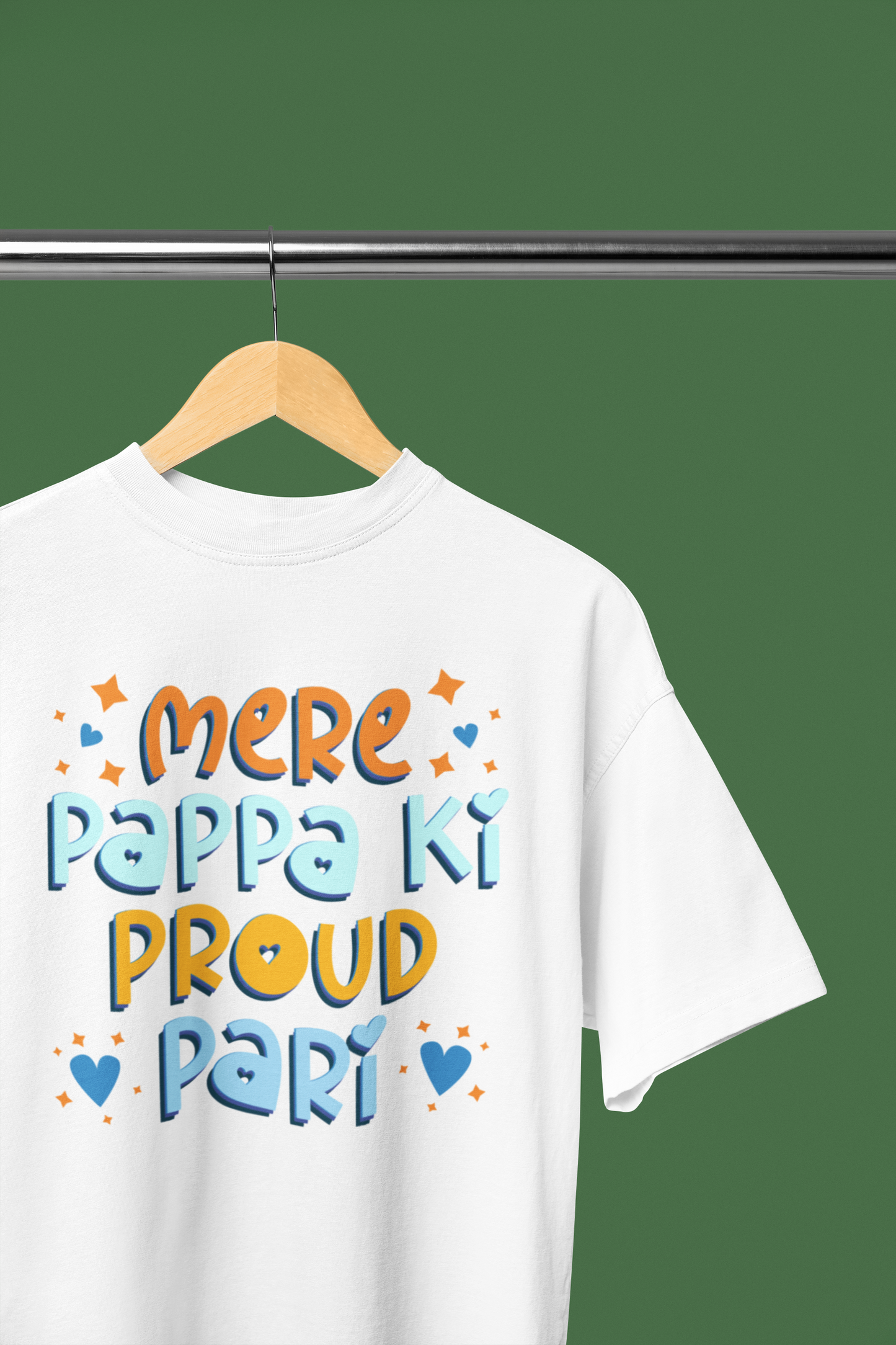 Mere Pappa Ki Proud Pari - Cute Father's Day Oversized T-Shirt for Daughter