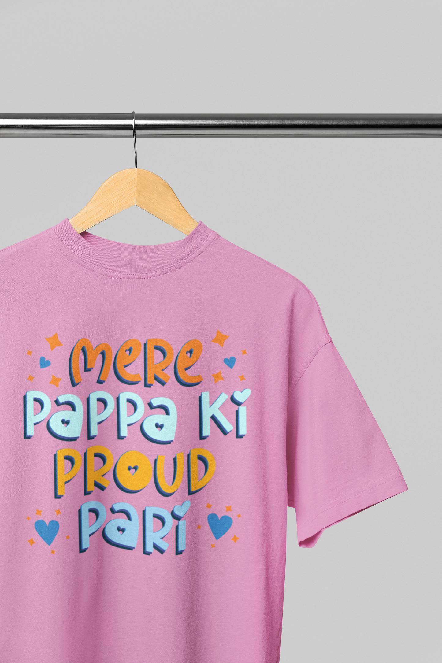 Mere Pappa Ki Proud Pari - Cute Father's Day Oversized T-Shirt for Daughter