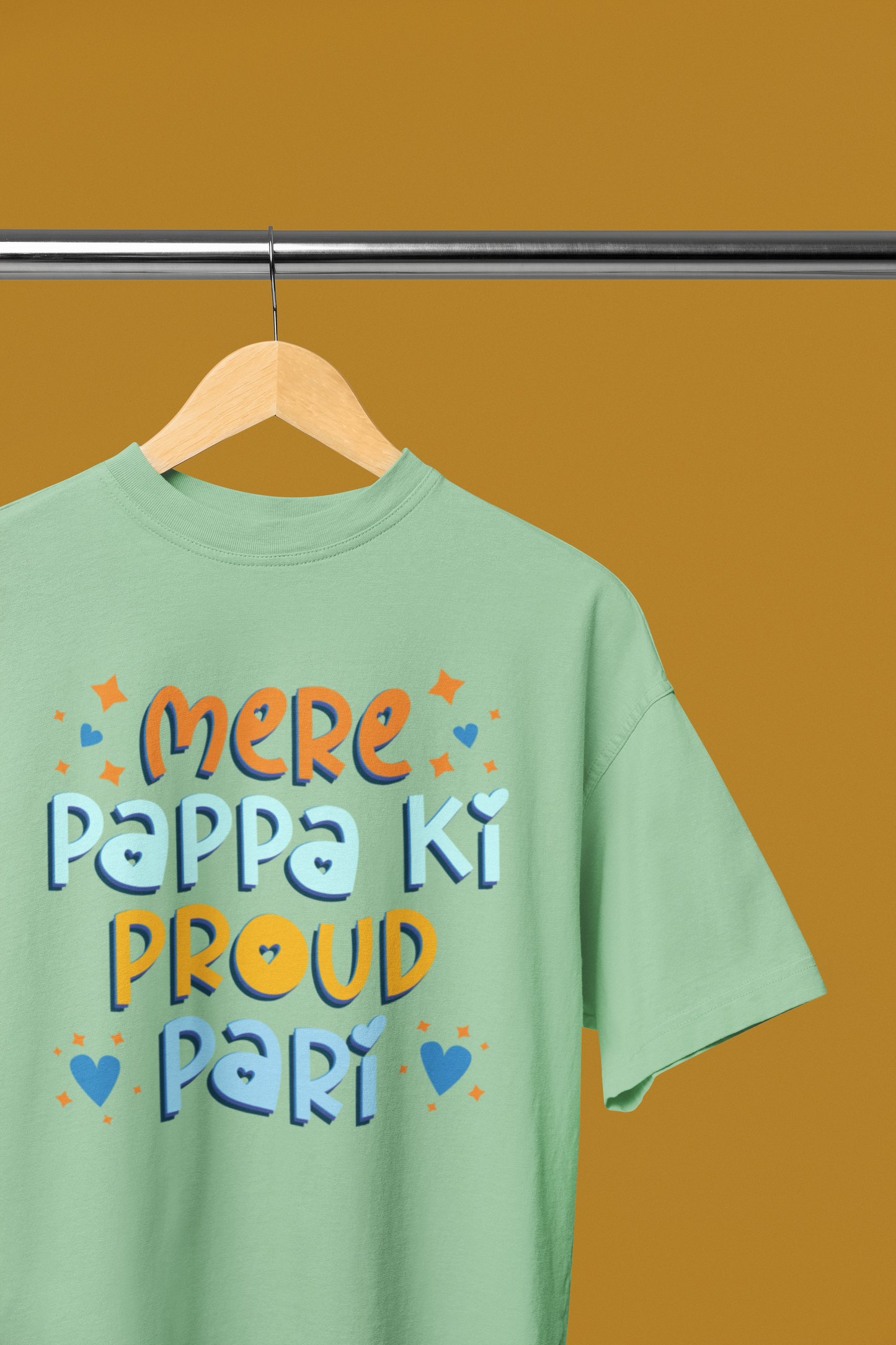 Mere Pappa Ki Proud Pari - Cute Father's Day Oversized T-Shirt for Daughter