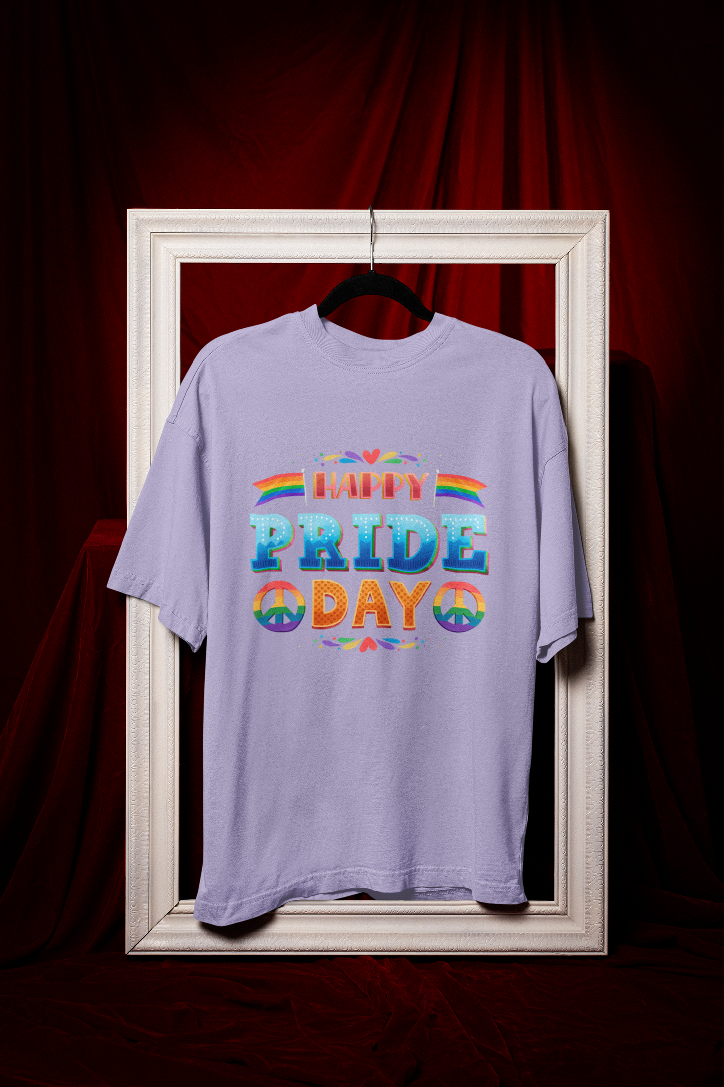 Happy Pride Day – Oversized Unisex T-Shirt | Bold Rainbow Peace Graphic