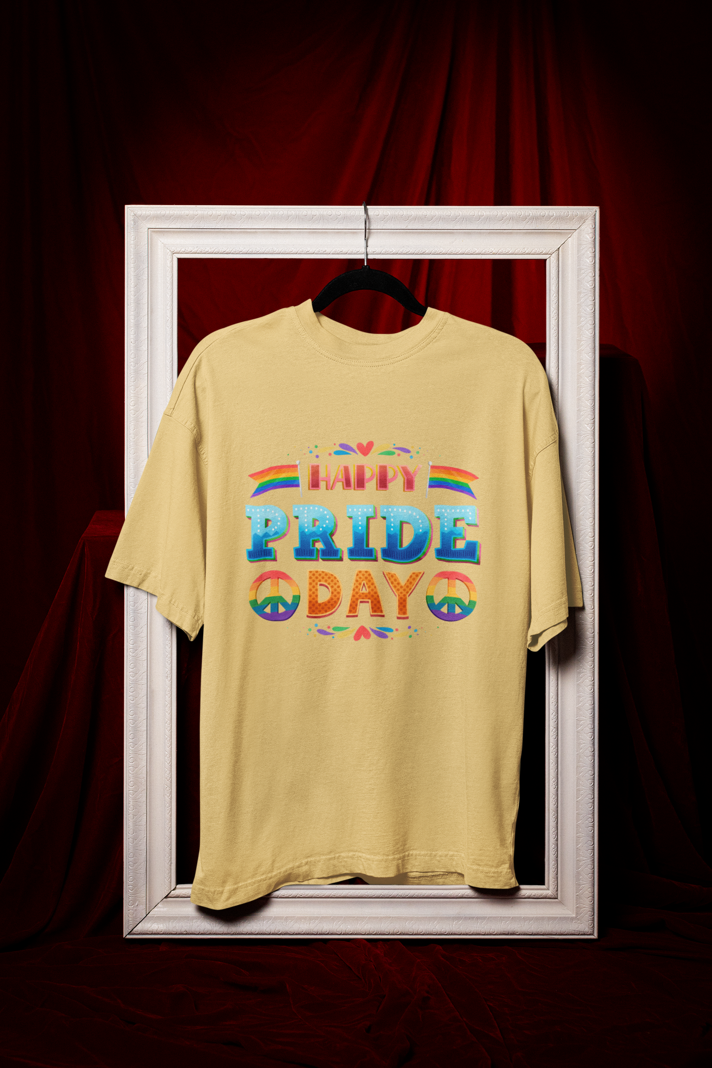 Happy Pride Day – Oversized Unisex T-Shirt | Bold Rainbow Peace Graphic